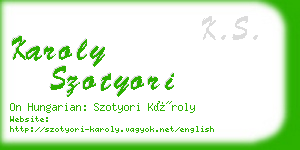 karoly szotyori business card